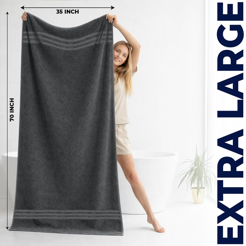 DAN RIVER 2 Pack Luxury Bath Sheets 35x70, 600 GSM, Soft & Quick Dry 100% Ring Spun Cotton Towels Ideal for Hotels, Spas, Gyms & Salons Extra Large, Gray - Image 3